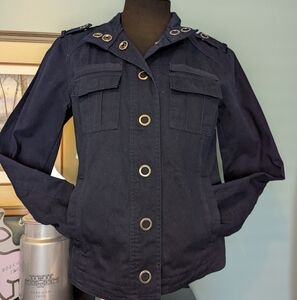 Maurices Snap Front Navy Blue Jacket, Size Medium